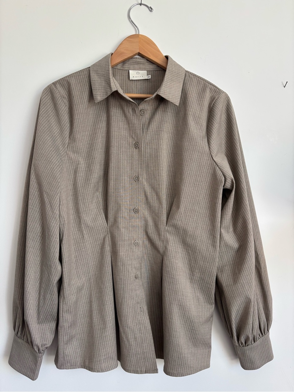 Kaffe Taupe Pinstripe Button-Up Shirt